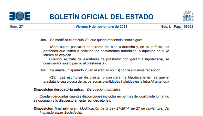 BOE 9 de noviembre 2018